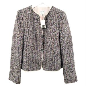 Armani Collezioni NWT 3 Button Blazer Size 12 Black Pink Multi Retail $1,125